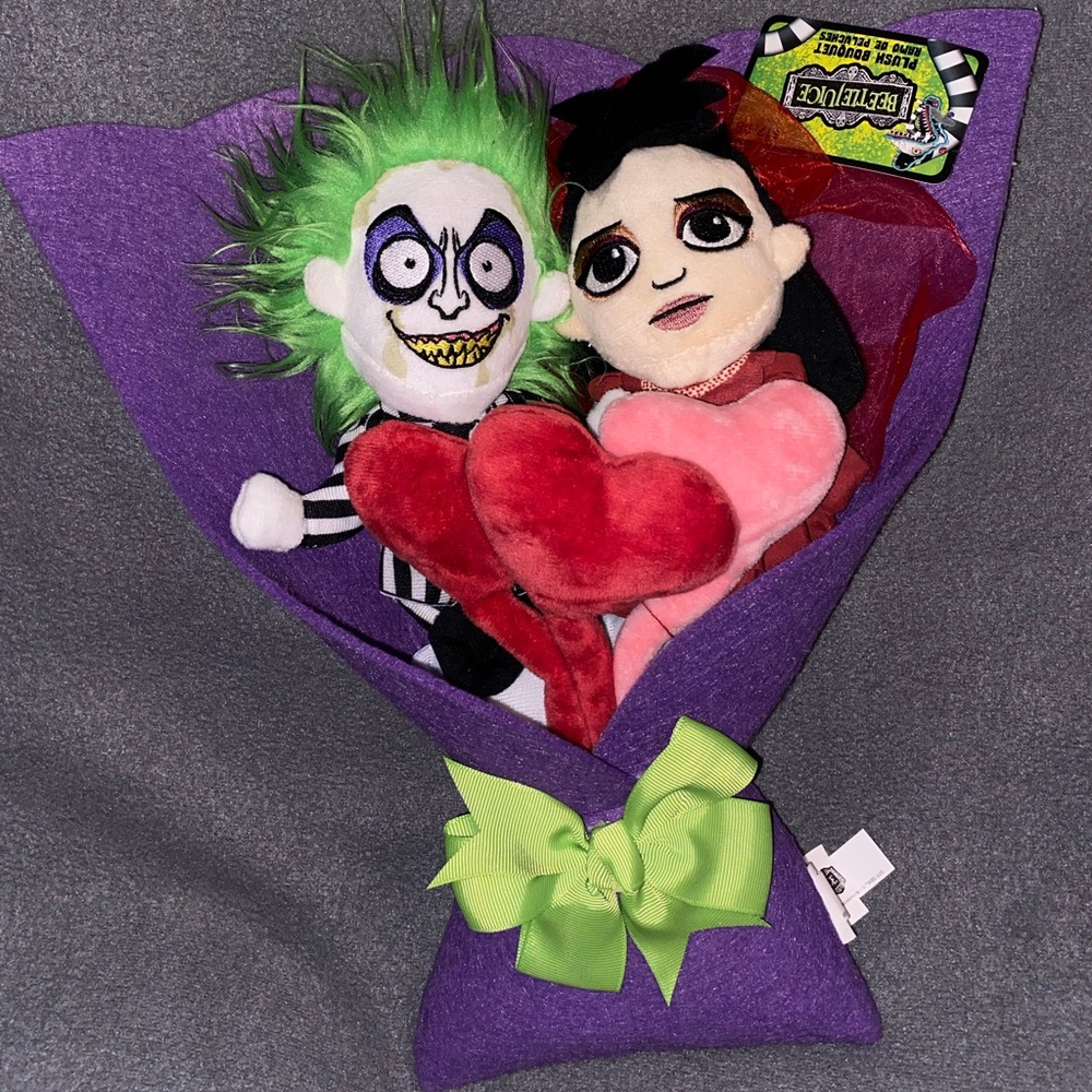 Beetlejuice Purple Bouquet with Plush Dolls